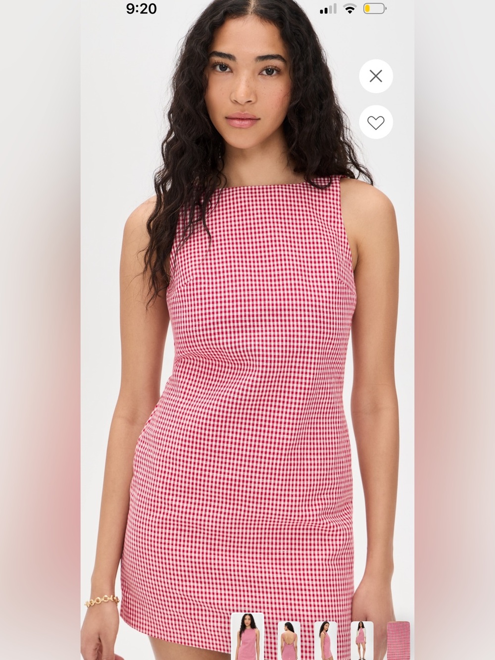 O.P.T. Red Gingham Mini Dress - Sleeveless Square Neck